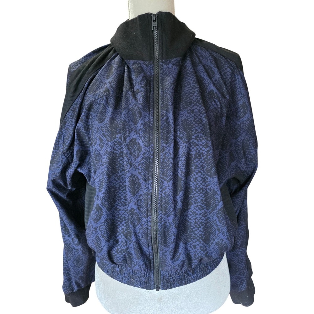 Athleta Jacket Full Zip Snakeskin Print Black Blue Athletic‎ Women's